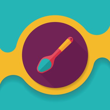 Uzun Gölge, eps10 ile mutfak eşyaları kaşık düz simgesi