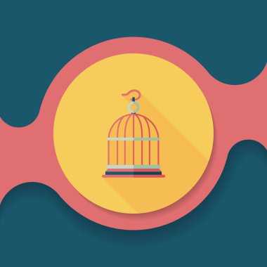 Evde beslenen hayvan kuş kafesi düz simgesi ile uzun gölge, eps10