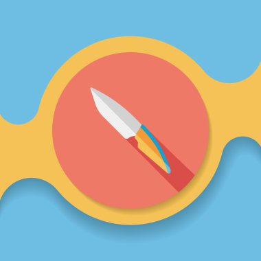 Uzun Gölge, eps10 ile mutfak eşyaları meyve bıçağı düz simgesi