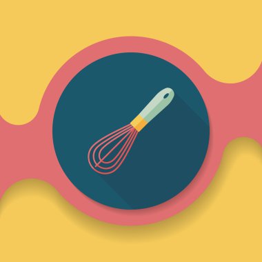 Uzun Gölge, eps10 ile mutfak eşyaları çırpıcı düz simgesi