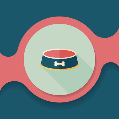 Uzun Gölge, eps10 ile evde beslenen hayvan köpek kase düz simgesi