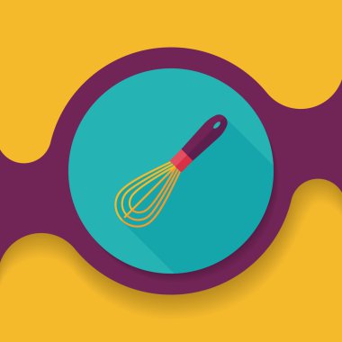 Uzun Gölge, eps10 ile mutfak eşyaları çırpıcı düz simgesi