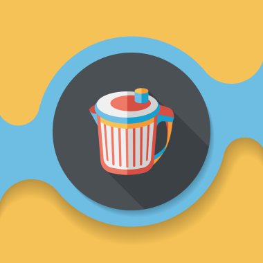 Uzun Gölge, eps10 ile mutfak eşyaları çöp düz simgesi