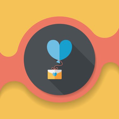 Sevgililer günü aşk mektubu düz simgesiyle uzun gölge, eps10