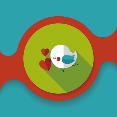 Sevgililer sevgilisi kuş düz simgesi ile uzun gölge, eps10