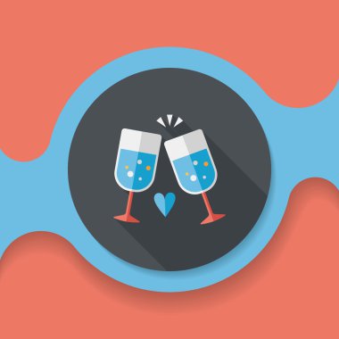 Uzun Gölge, eps10 ile Sevgililer günü şampanya düz simgesi