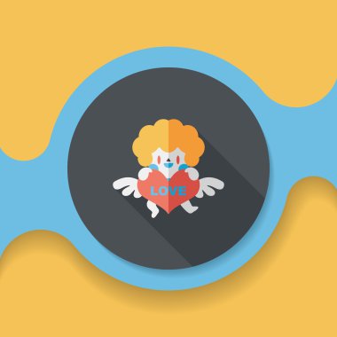 Sevgililer günü aşk tanrısı uzun gölge, eps10 düz simgesiyle