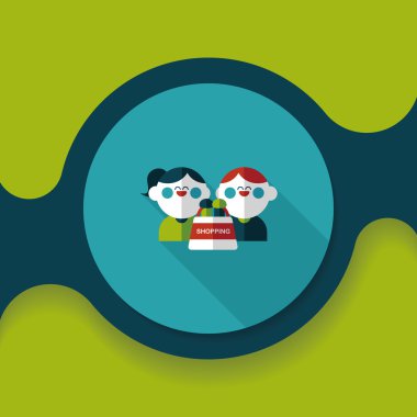 Sevgililer alışveriş uzun gölge, eps10 düz simgesiyle