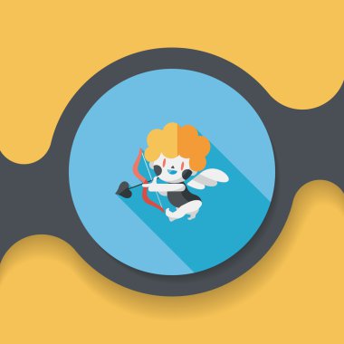 Sevgililer günü aşk tanrısı uzun gölge, eps10 düz simgesiyle