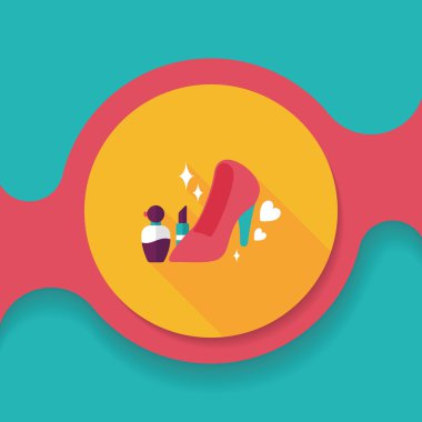 Sevgililer günü kız kostüm düz simgesiyle uzun gölge, eps10