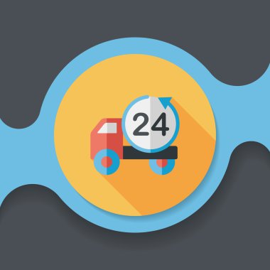 24 saat alışveriş navlun taşıma uzun gölge, düz simgesiyle e