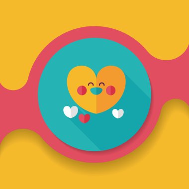 Sevgililer günü aşk kalp düz simgesi ile uzun gölge, eps10