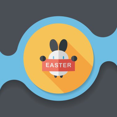 Paskalya tavşanı düz simgesi ile uzun gölge, eps10