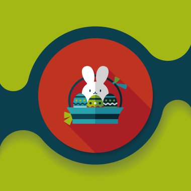 Paskalya tavşanı düz simgesi ile uzun gölge, eps10