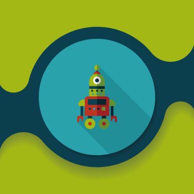 Robot kavramı uzun gölge, eps10 düz simgesiyle