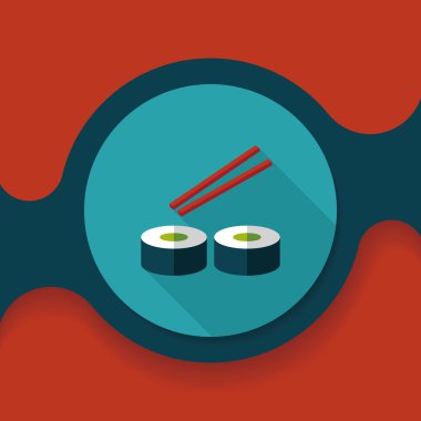 suşi uzun gölge, eps10 düz simgesiyle