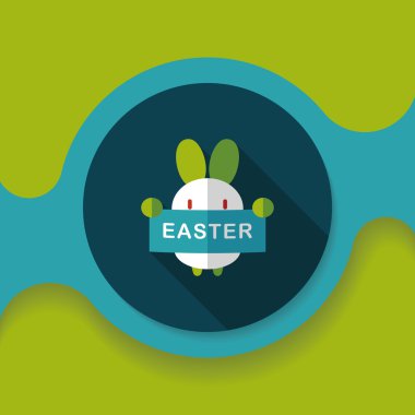 Paskalya tavşanı düz simgesi ile uzun gölge, eps10