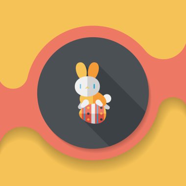 Paskalya tavşanı düz simgesi ile uzun gölge, eps10