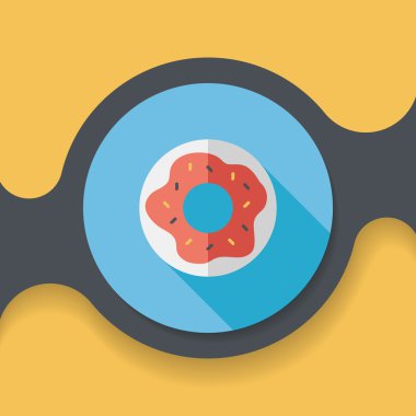 Donut düz simgesi ile uzun gölge, eps10