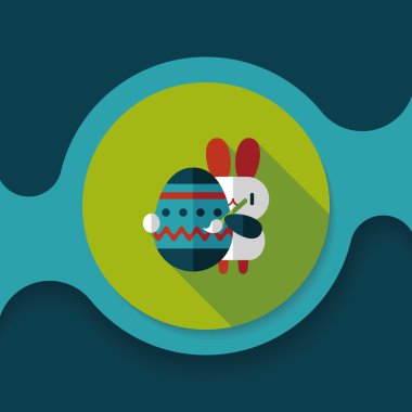 Paskalya tavşanı düz simgesi ile uzun gölge, eps10