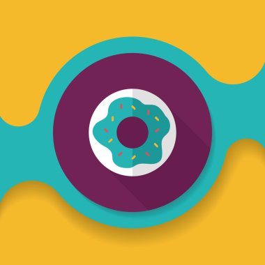 Donut düz simgesi ile uzun gölge, eps10