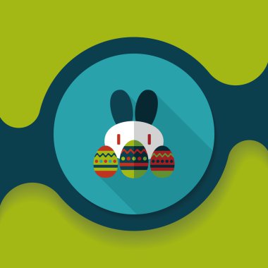 Paskalya tavşanı düz simgesi ile uzun gölge, eps10