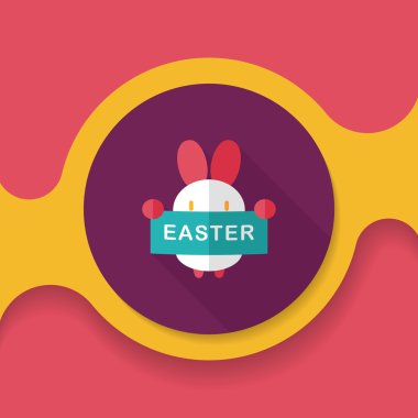 Paskalya tavşanı düz simgesi ile uzun gölge, eps10