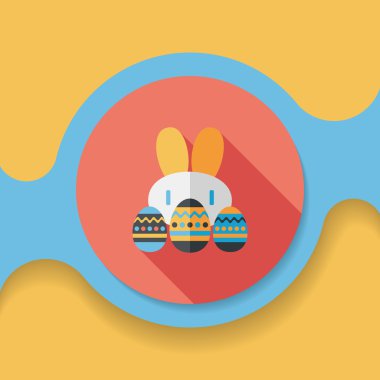 Paskalya tavşanı düz simgesi ile uzun gölge, eps10