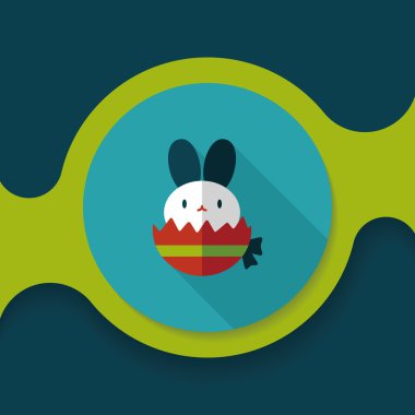 Paskalya tavşanı düz simgesi ile uzun gölge, eps10