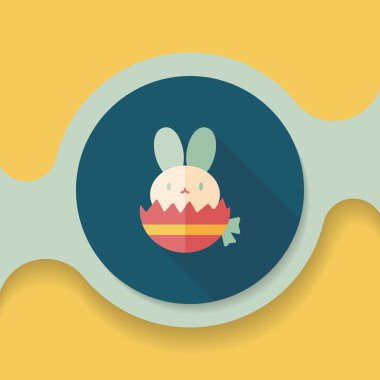 Paskalya tavşanı düz simgesi ile uzun gölge, eps10