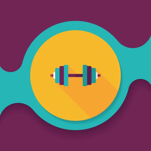 Dumbbell flat icon with long shadow, eps10 — стоковый вектор