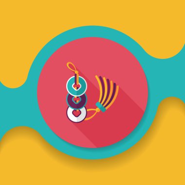 Çin yeni yılı düz simgesi ile uzun gölge, eps10, eski paralar