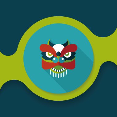 Çin yeni yılı düz simgesi ile uzun gölge, eps10, dragon ve