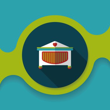 Bebek beşik yatak düz simgesiyle uzun gölge, eps10