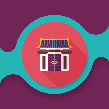 Çin yeni yılı geleneksel Tapınağı uzun gölge, düz simgesiyle e