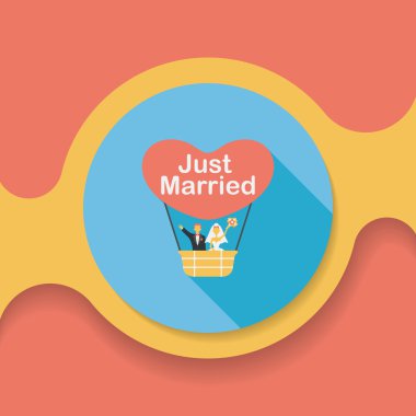 Düğün Çift düz simgesi ile uzun gölge, eps10