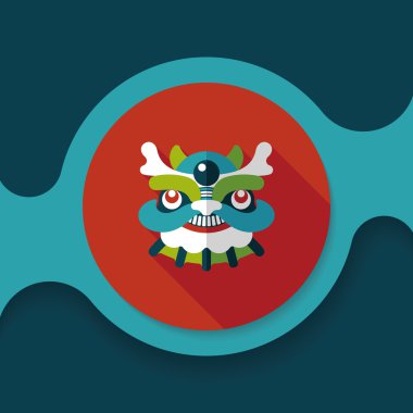 Çin yeni yılı düz simgesi ile uzun gölge, eps10, dragon ve