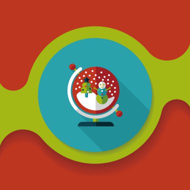 Snow globe ve hediyeler uzun gölge, eps 10 düz simgesi