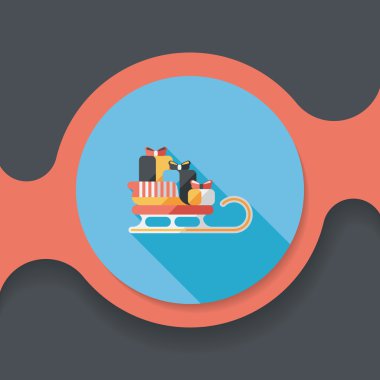 Noel hediye ve düz uzun gölge eps10 simgesiyle atlı kızak