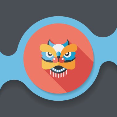 Çin yeni yılı düz simgesi ile uzun gölge, eps10, dragon ve