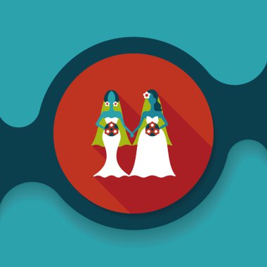 Düğün Çift düz simgesi ile uzun gölge, eps10