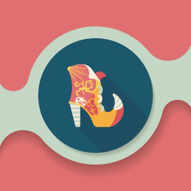 Cadılar Bayramı çizme düz simgesi ile uzun gölge, eps10