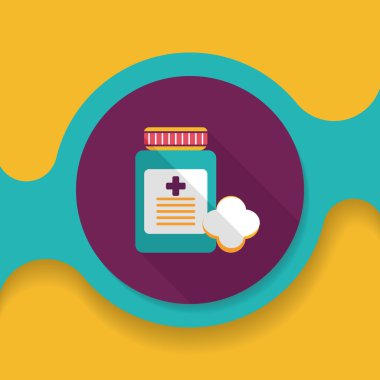 uzun gölge ile tıbbi şişe düz simgesi