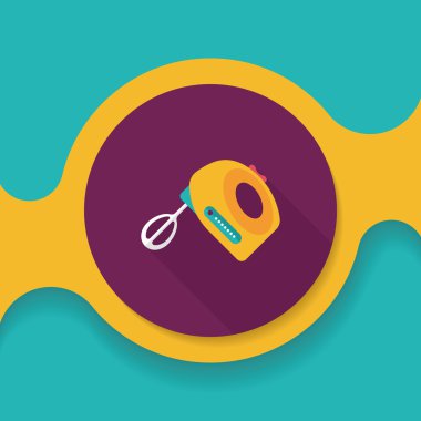 Uzun Gölge, eps10 ile mutfak eşyaları elektronik çırpıcı düz simgesi