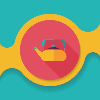 Uzun Gölge, eps10 ile mutfak eşyaları çay potu düz simgesi