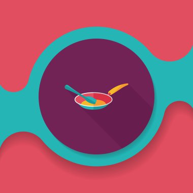 Uzun Gölge, eps ile mutfak eşyaları kızartma tavası ve kürek düz simgesi