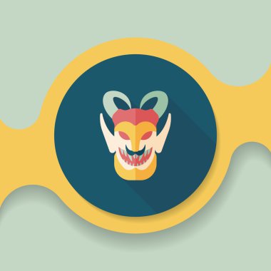 Cadılar Bayramı şeytan Teras simgesi ile uzun gölge, eps10