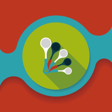 Uzun Gölge, eps10 ile mutfak eşyaları kaşık düz simgesi