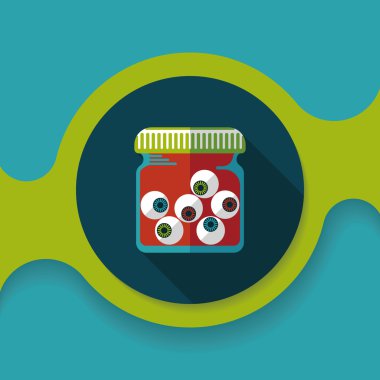 Cadılar Bayramı göz düz simgesi ile uzun gölge, eps10