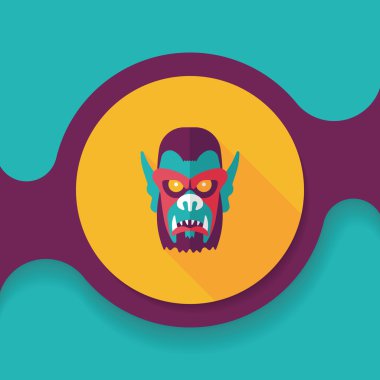 Cadılar Bayramı şeytan düz simgesi ile uzun gölge, eps10